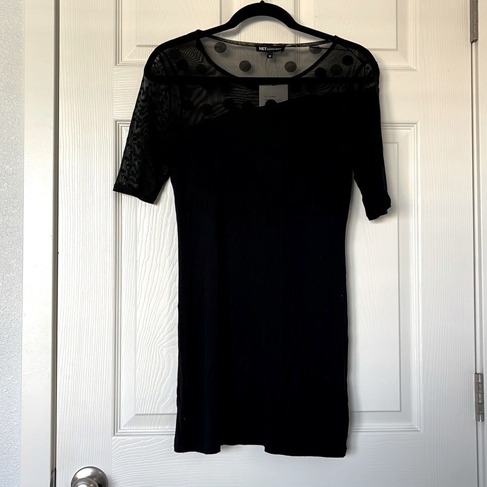 Black Polka Dot Sheer Mini Dress